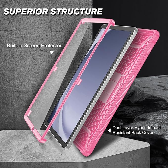 Fintie Shockproof Case for Samsung Galaxy Tab A9 Plus/A9+ 5G 11 Inch 2023 Model (SM-X210/X216/X218), Tuatara Rugged Unibody Hybrid Bumper Kickstand Cover Built-in Screen Protector, Magenta