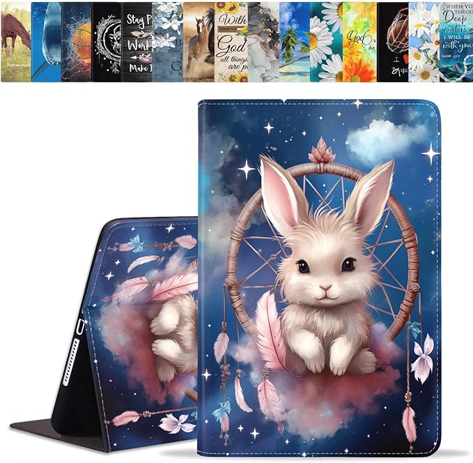 Case for Samsung Galaxy Tab A 10.1 2019 (SM-T510/T515/T517), Slim Lightweight PU Leather Stand Cover with Auto Wake/Sleep for Galaxy Tab A 10.1 Inch, Dream Catcher Rabbit