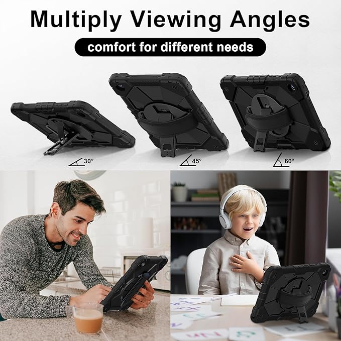 for Samsung Galaxy Tab A9 Plus 11 Inch 2023 (SM-X210/X216/X218), Heavy Duty Hard PC Soft Silicone Rugged Protective Kickstand Shoulder Strap Handle Grip Case for Samsung A9 Plus 11 Inch 2023