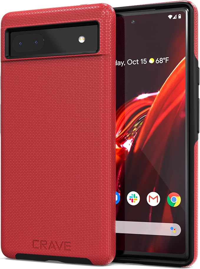 Crave Dual Guard for Google Pixel 6a Case, Shockproof Protection Dual Layer Case for Google Pixel 6a - Red