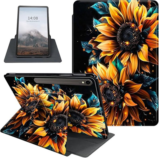 Case for Samsung Galaxy Tab S10 FE / S9 FE 5G 10.9 inch & Tab S9 11 inch, PU Leather 360° Rotating Stand Cover, Auto Sleep/Wake, Folio Smart Protective Cover, Sunflower 3