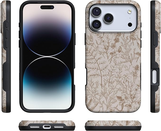 Casely iPhone 17 Pro Case | Beige Garden | Neutral Floral | Compatible with MagSafe | Bold Protective Design