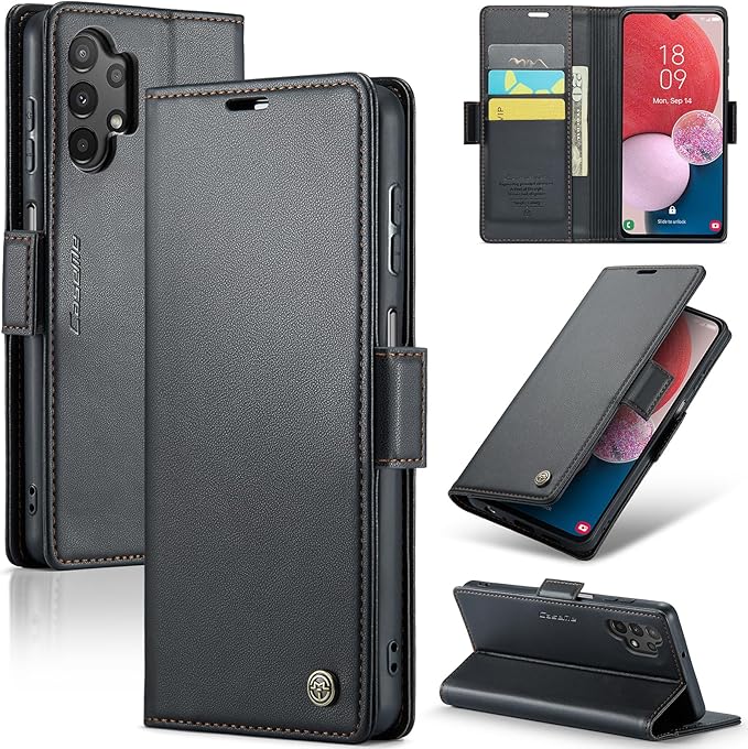 for Samsung Galaxy A13 4G/5G Case, Premium PU Leather Wallet Case Flip Cover with [RFID Blocking][Card Holder][Stand Function] Shockproof Protective for Samsung Galaxy A13, Black