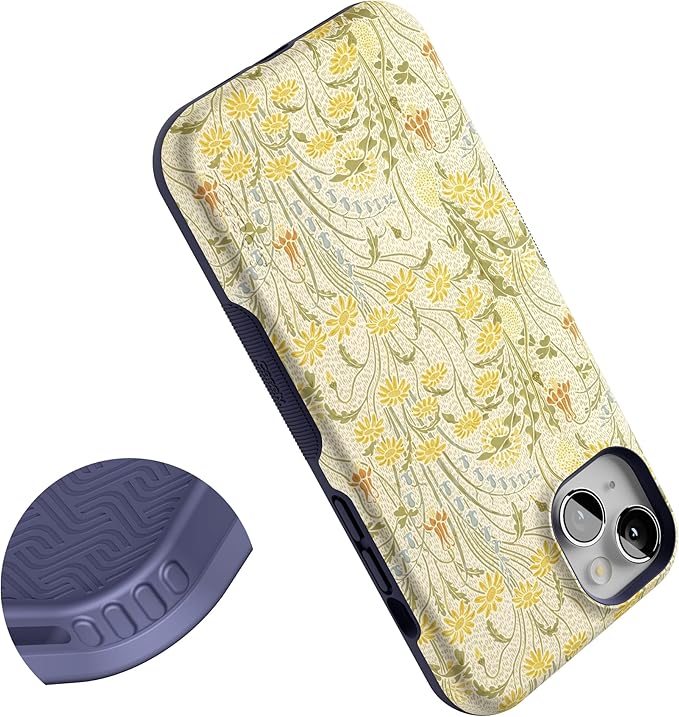 Casely iPhone 14 Case | Boho Blooms | Golden Floral | Compatible with MagSafe | Bold Protective Design