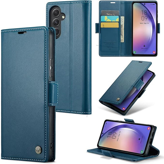 for Samsung Galaxy A54 5G Case, Premium PU Leather Wallet Case Flip Cover with [RFID Blocking][Card Holder][Stand Function] Shockproof Protective for Samsung Galaxy A54, Blue