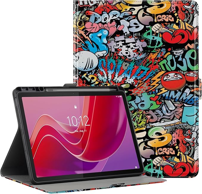 for Lenovo Tab M11 Case with Pen Holder,Ultra Slim Magnetic Cover for Lenovo Tab K11 LTE Tablet Case Kids,Graffiti