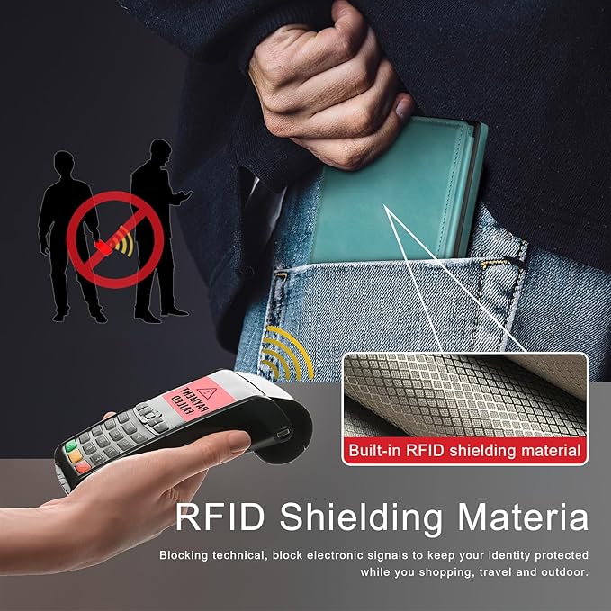 DJDUCK Designed for Samsung Galaxy S25 Ultra Case Wallet with Card Holder, [Magnetic Clasp Cover] [RFID Blocking Leather Protection] Shockproof Women Men Cases for Samsung S25Ultra Light Green