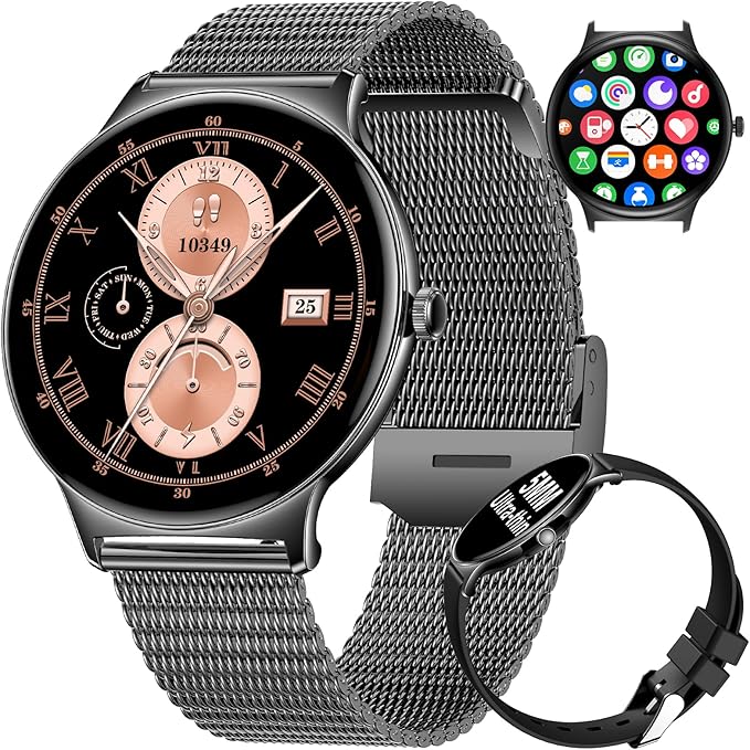 LIGE Smart Watch for Women Men,1.43" HD AMOLED Slim Smartwatch for Android iOS,Fitness Tracker with 120+ Sport Modes/IP68 Waterproof/Sleep Monitor,Light Black