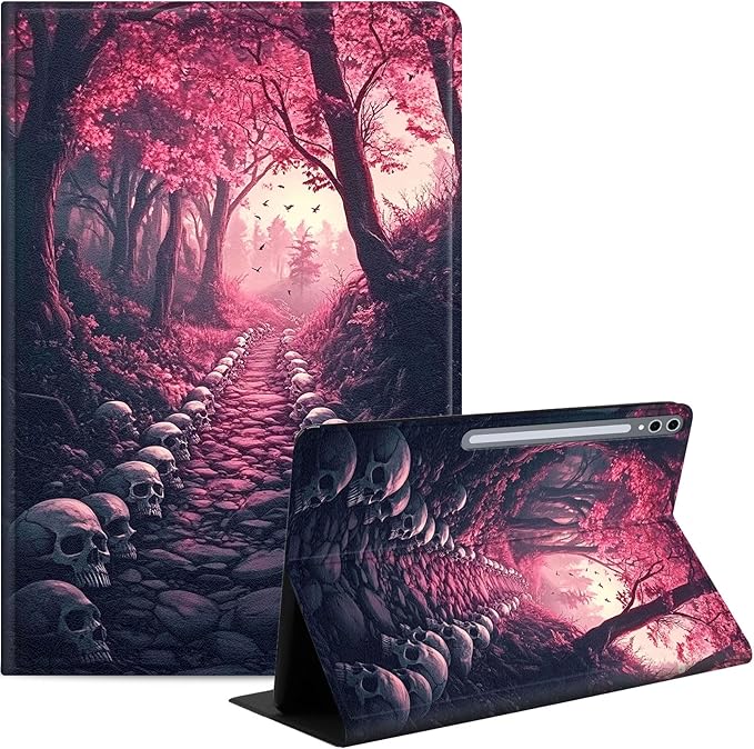 Case for Samsung Galaxy Tab S10 Ultra/Galaxy Tab S9/S8 Ultra 14.6-Inch, Slim PU Leather Stand Cover with Auto Wake/Sleep, Multi-Angle Viewing & Shockproof, Skulls Leading