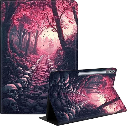 Case for Samsung Galaxy Tab S10 Ultra/Galaxy Tab S9/S8 Ultra 14.6-Inch, Slim PU Leather Stand Cover with Auto Wake/Sleep, Multi-Angle Viewing & Shockproof, Skulls Leading