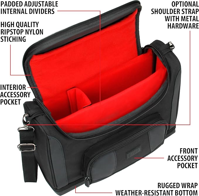 USA Gear Small Messenger Bag Compatible with Microsoft Surface Pro 11th Gen/10/9/8/7, Surface Laptop 13-inch (2025) - Shoulder Bag Travel Tablet Case Fits Accessories, Charger, Keyboard, Mouse (Red)