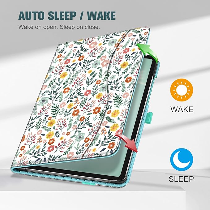 Fintie Case for Samsung Galaxy Tab S10 Lite/ S10 FE/ S9 FE 5G 10.9 Inch/Tab S9 11 Inch with S Pen Holder, Multi-Angle Viewing Protective Cover with Pocket, Auto Sleep/Wake, Spring Bloom