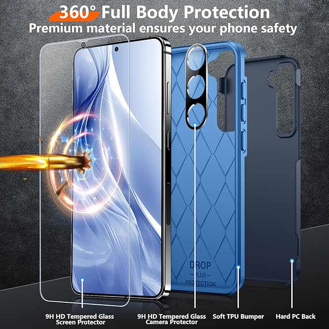 Red2Fire for Samsung Galaxy S25 Plus Case, [Military Grade Shockproof] Heavy Duty Full Body Protection Phone Case for S25 Plus Case,Seablue