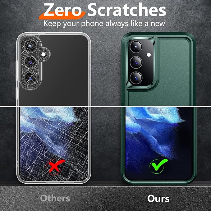 Red2Fire for Samsung Galaxy S24 Case, [Military Grade Drop Protection] Non-Slip Heavy Duty Full Body Shockproof Protection Phone Case for S24 Case 6.2 inch,Dark Green