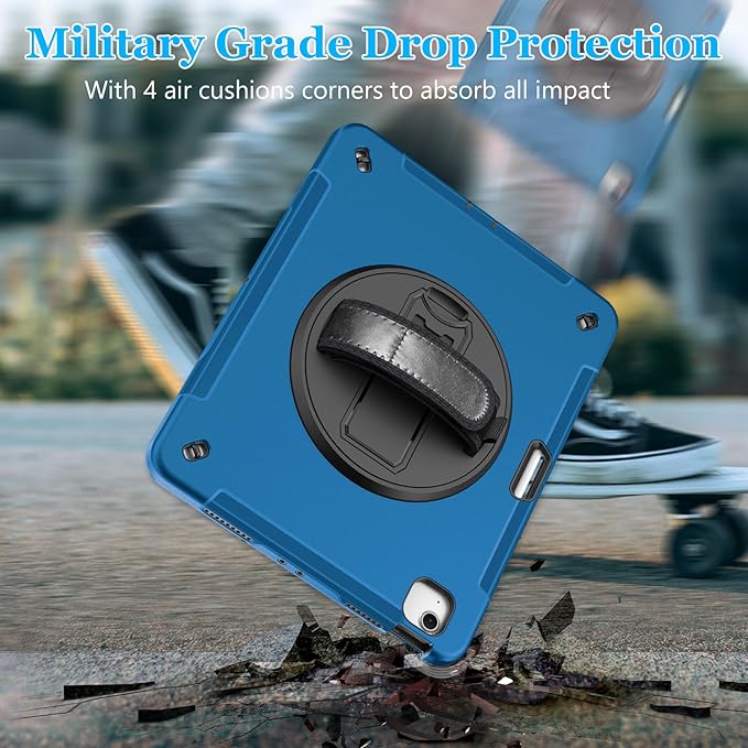 Case for iPad Air 13 Inch M3 2025 & M2 2024: Military Grade Cover for iPad Pro 12.9 6th/5th/4th/3rd Generation W/Screen Protector- Stand- Pencil Holder- Handle- Shoulder Strap- Blue