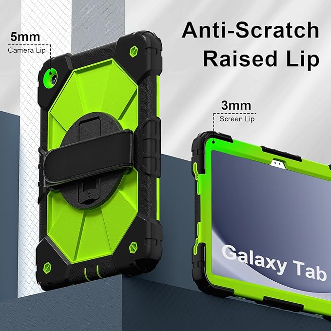 Case for Samsung Galaxy Tab A9+ 11 Inch 2023 (X210/X216/X218), Heavy Duty Shockproof Rugged 360 Rotating Hand Strap Protective Case for Galaxy Tab A9 Plus Tablet,Black+Olivine