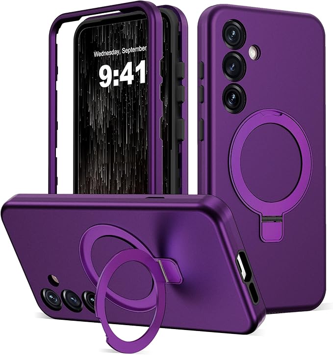 Designed for Samsung Galaxy S25 Case with Magnetic Ring Stand [Compatible with Mag-Safe][Military Grade Drop Protection][Build in Kickstand] Shockproof Galaxy S25 Phone Case 6.2",Purple
