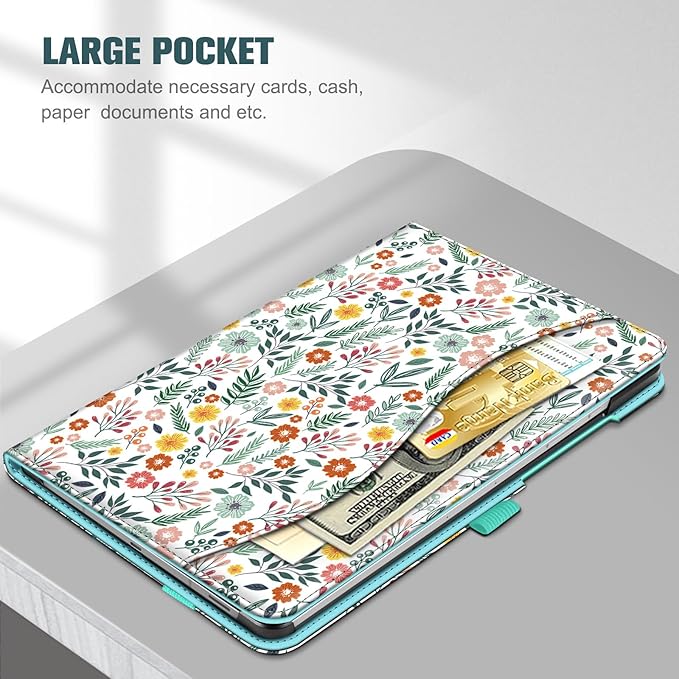 Fintie Case for Samsung Galaxy Tab S10 Lite/ S10 FE/ S9 FE 5G 10.9 Inch/Tab S9 11 Inch with S Pen Holder, Multi-Angle Viewing Protective Cover with Pocket, Auto Sleep/Wake, Spring Bloom