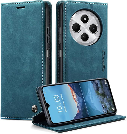 for Xiaomi Redmi 14C Case, Flip Wallet Leather Case with Card Holder Magnetic Closure Shockproof Kickstand Protective Phone Cases Cover for Redmi 14 C, Blue-Green