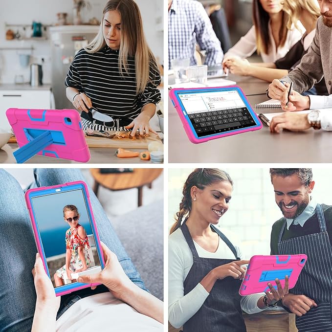 Case for Samsung Galaxy Tab A7 Lite 8.7 Inch 2021, Duty Rugged Shockproof Silicone and PC Protective Case for Galaxy Tab A7 Lite 8.7" 2021 (SM-T220/T225) (Rose red+Blue)