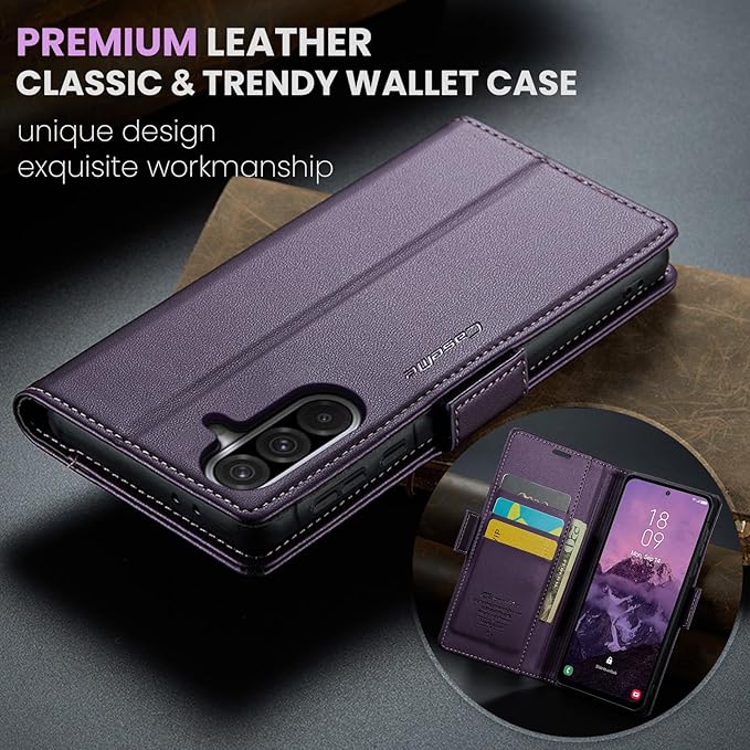 for Samsung Galaxy A56 5G Case, Premium PU Leather Wallet Case Flip Cover with [RFID Blocking][Card Holder][Stand Function] Shockproof Protective for Samsung Galaxy A56, Purple