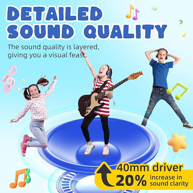 PROHEAR 010 Pro Active Noise Cancelling Headphones for Kids – Bluetooth, 85dB Safe Volume, 80H Playtime, Hi-Fi Over-Ear Wireless Headphones with Mic for iPad, Tablet, Travel – Blue