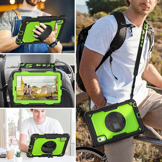 HXCASEAC Case for Lenovo Tab M9 2024/2023 (TB-310FU), with Screen Protector/Rotating Hand Strap/Sturdy Stand, Protective Cover for Lenovo M9 Tablet Case 9 inch, Green