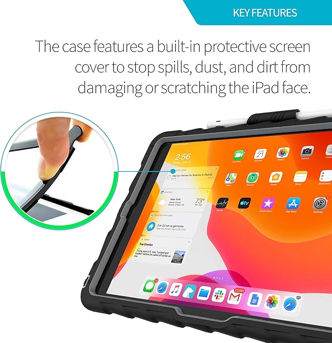 Gumdrop Hideaway Case Fits Apple iPad 9th | 8th | 7th Gen (10.2-inch) Designed for K-12 Students Teachers and Classrooms – Drop Tested Rugged Shockproof Bumpers for Reliable Device Protection – Black