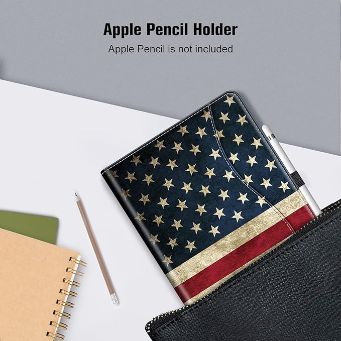 Fintie Case for iPad 9th / 8th / 7th Generation (2021/2020/2019) 10.2 Inch - [Corner Protection] Multi-Angle Viewing Stand Cover with Pocket & Pencil Holder, Auto Sleep Wake, US Flag
