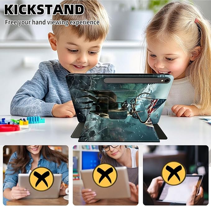 Case for Samsung Galaxy Tab S10 FE / S9 FE 5G 10.9 inch & Tab S9 11 inch, PU Leather 360° Rotating Stand Cover, Auto Sleep/Wake, Folio Smart Protective Cover, Deer 2