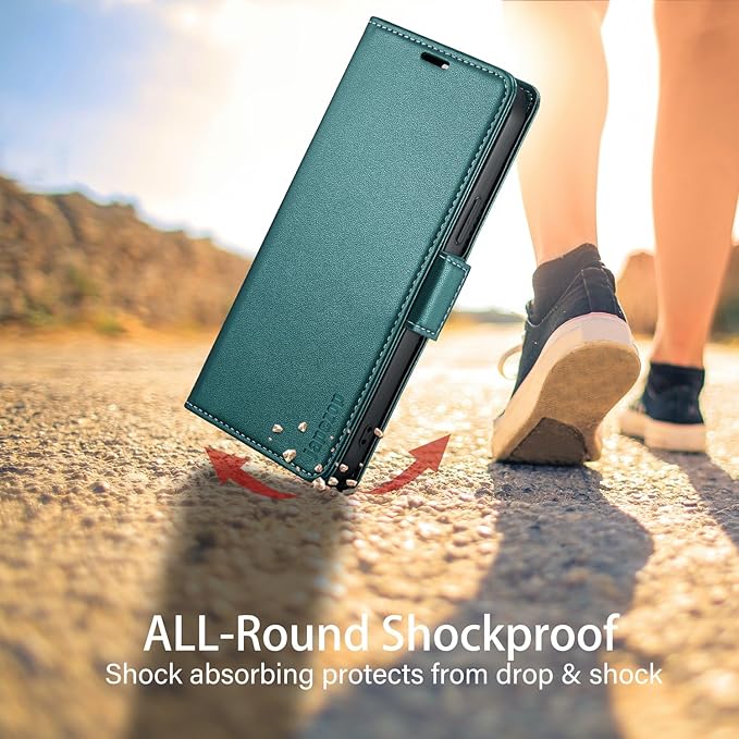 japezo iPhone 15 Pro Max 5G Wallet Case with [RFID Blocking],Card Holder Kickstand Magnetic,Leather Flip Case Wallet for iPhone 15 Pro Max 5G 6.7 Inch (Fashion Green)