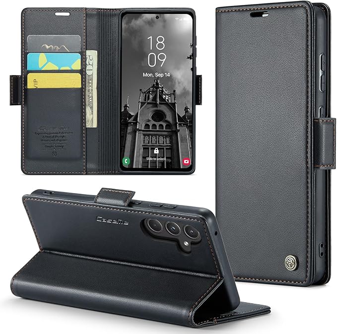 for Samsung Galaxy A55 5G Case, Premium PU Leather Wallet Case Flip Cover with [RFID Blocking][Card Holder][Stand Function] Shockproof Protective for Samsung Galaxy A55, Black