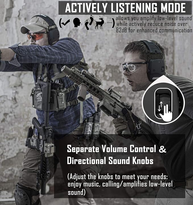 PROHEAR 030 Upgraded Bluetooth Electronic Shooting Hearing Protection Muffs with GEP02 Gel Ear Pads, Noise Reduction Sound Amplification Headsets for Gun Range, Hunting, Gifts for Women Man - Black