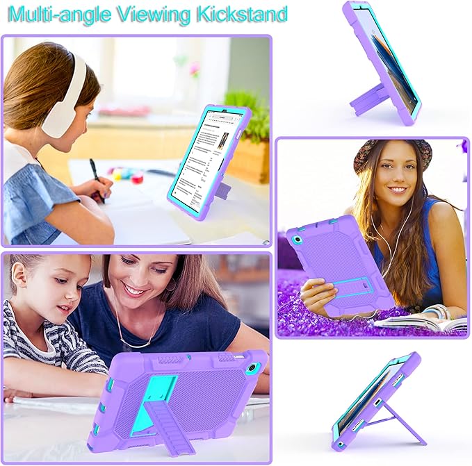 Rantice Galaxy Tab A8 Case with Kickstand, Hybrid Shockproof Rugged Cover for Samsung A8 Tablet, 10.5 Inch (SM-X200/X205/X207), Purple+Green
