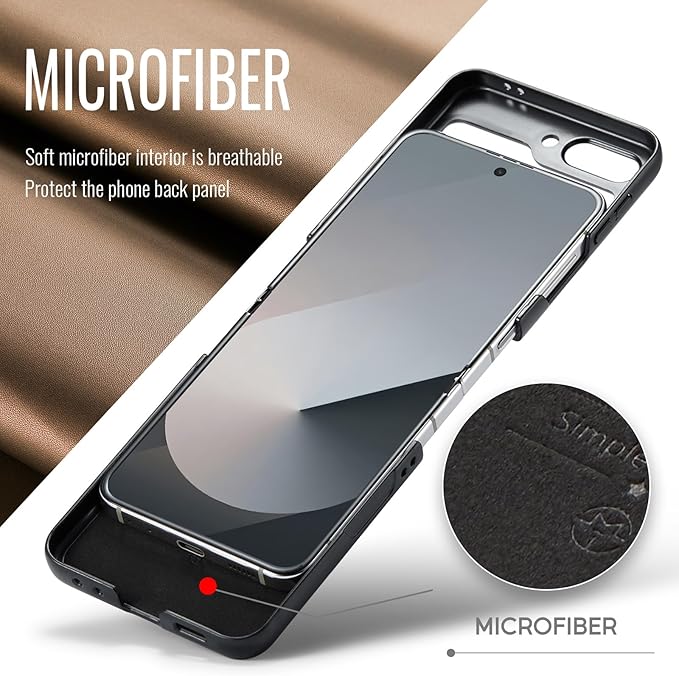 for Samsung Galaxy Z Flip 6 Case, Premium PU Leather Case Anti Scratch Slim Phone Shockproof Protective Phone Cover for Samsung Galaxy Z Flip6, Brown