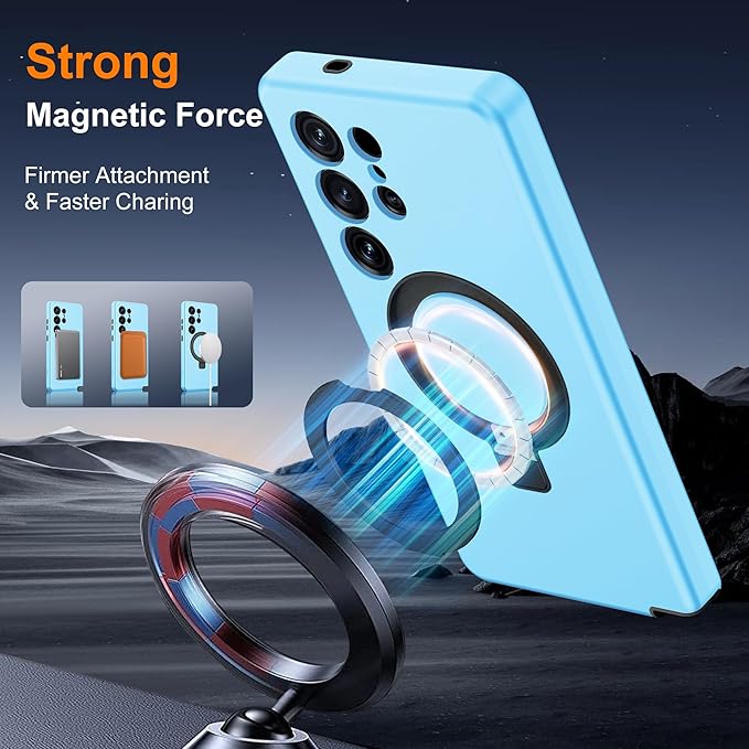 Designed for Samsung Galaxy S25 Ultra Case with Magnetic Ring Stand [Compatible with Mag-Safe][Military Grade Drop Protection][Build in Kickstand] S25 Ultra Phone Case 6.9",Blue