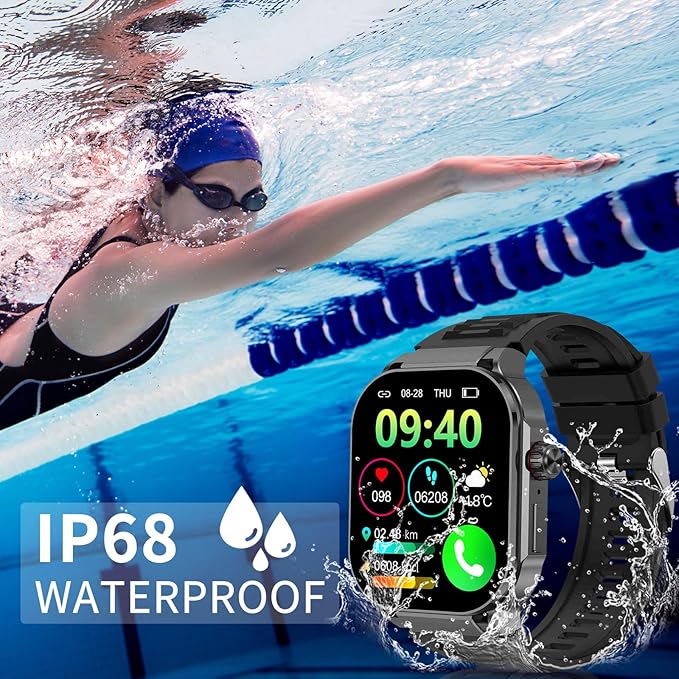 Smart Watch(Answer/Dial Calls), 2.06" AMOLED Screen Smartwatch for Men, Fitness Tracker with 120+Sports Modes, AI Voice,Heart Rate,Blood Oxygen,IP67 Waterproof Smart Watch for Android iOS Phones