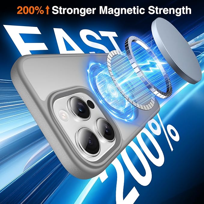 360° O-Ring MagStander for iPhone 15 Pro Max Case with Magnetic Kickstand Ring Holder [Compatible with MagSafe][360°Rotate Stand][Military Shockproof] iPhone 15 Pro Max Phone Cover Grey