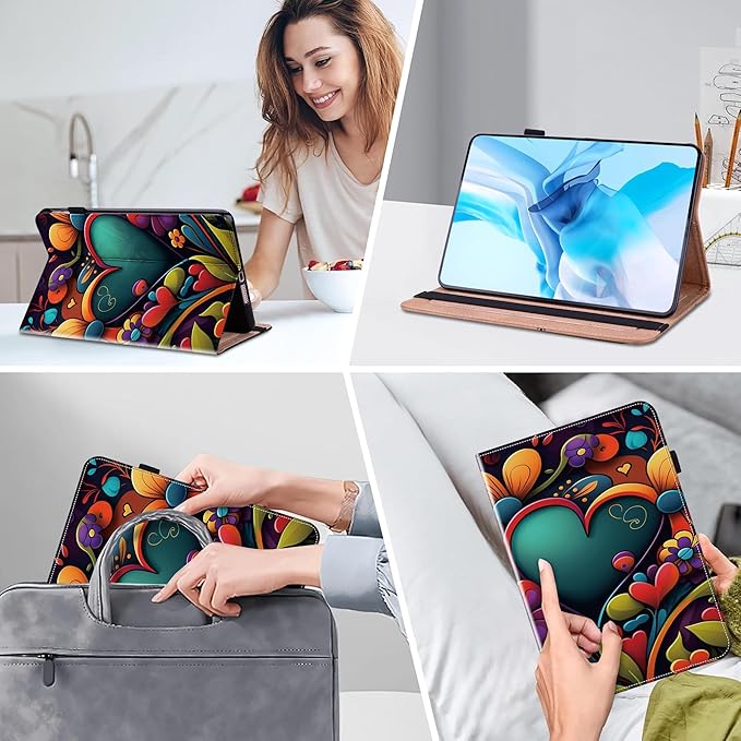 Case for Lenovo Tab M9 Cover 9.0 inch (TB-310FU,2023 Released), Premium PU Leather Flip Stand Case with Elastic Band/Card Slots/Pen Holder for Lenovo Tab M9 Tablet - Watercolor