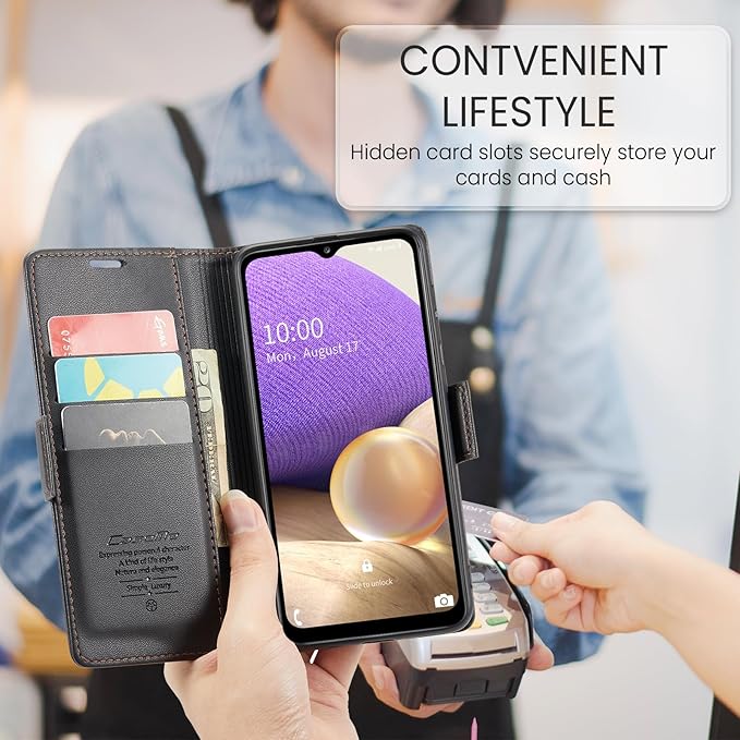 for Samsung Galaxy A32 5G Case, Premium PU Leather Wallet Case Flip Cover with [RFID Blocking][Card Holder][Stand Function] for Samsung Galaxy A32 5G (Non 4G Version), Black