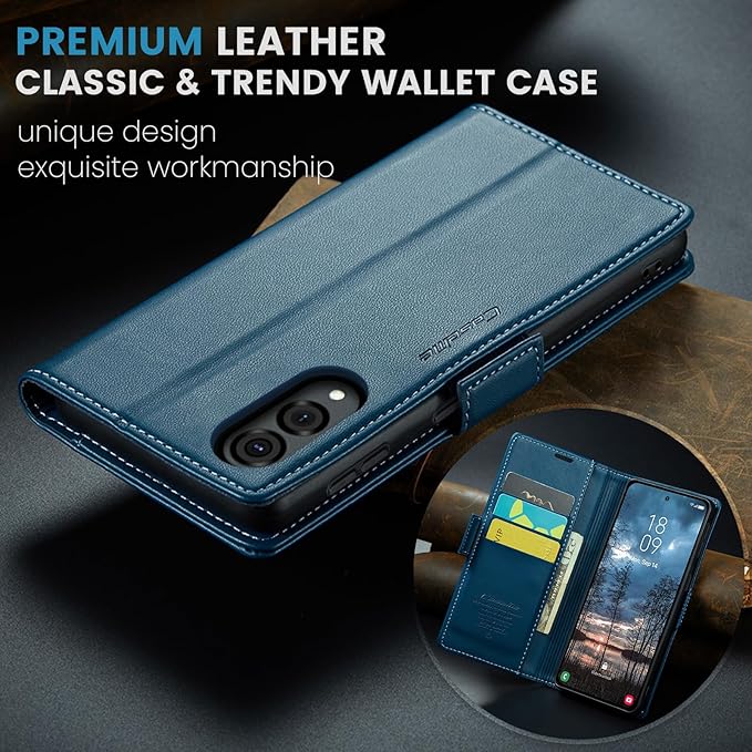 for Samsung Galaxy S25 Edge Case, Premium PU Leather Wallet Case Flip Cover with [RFID Blocking][Card Holder][Stand Function] Shockproof Protective for Samsung Galaxy S25 Edge, Blue