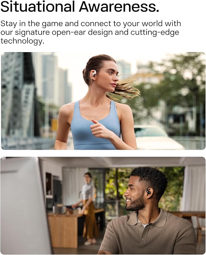 SHOKZ New OpenFit 2 Open-Ear Headphones, True Wireless Bluetooth Earphones with Microphone, Earhook Earbuds with 48 Hours of Playtime, Fast Charging, IP55 Water-Resistant, with Carrying Bag, Black