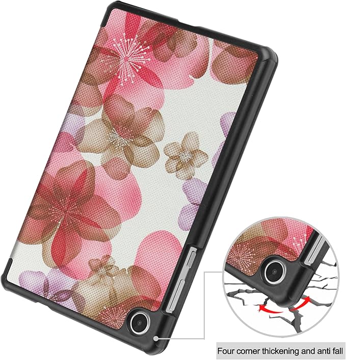 Case for Lenovo Tab M8 4th Gen 2023, Folding Folio Ultra-Thin PU Leather Stand Case Cover for Lenovo Tab M8 4th Gen TB-300FU Flower