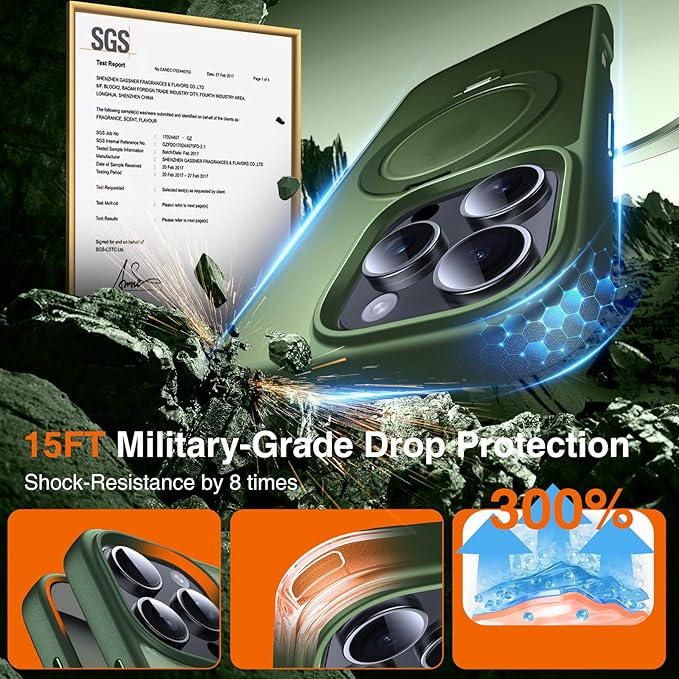 360° O-Ring MagStander for iPhone 16 Pro Max Case with Magnetic Kickstand Ring Holder [Compatible with MagSafe][360°Rotate Stand][Military Shockproof] iPhone 16 Pro Max Phone Cover Green