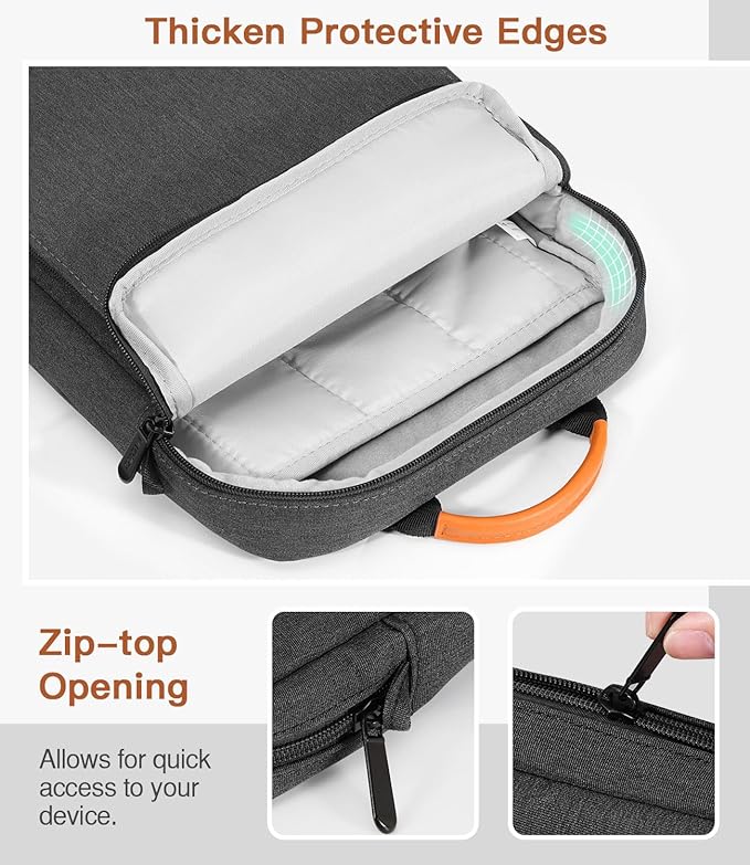 MoKo 12.9 Inch Tablet Sleeve Bag,Fits with 13 Inch New iPad Pro M4 & Air M2 2024,iPad Pro 12.9 M2&M1,Surface Laptop Go 12.4,Galaxy Tab S8+/S9+ 12.4,Handle Carrying Case with Shoulder Strap,Black &Gray