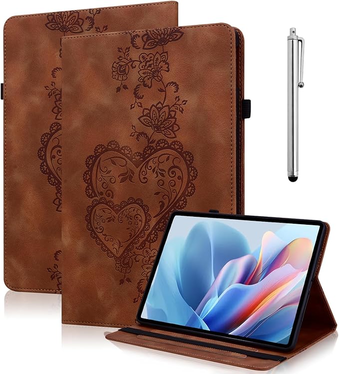 Case for Lenovo Tab M11/Tab K11 LTE 11" 2024 TB330FU Multi Angle Flip PU Leather Shockproof Case with Pencil Holder/Card Slots, Brown