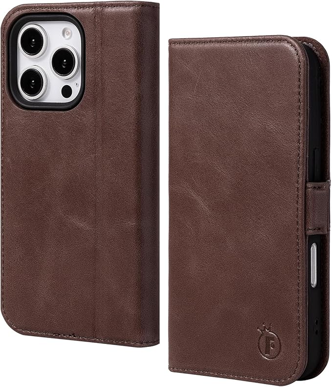 Case for iPhone 16 Pro Max 5G 2024-Genuine Leather Folio Wallet Magnetic Kickstand RFID Blocking Card Slots Shock-Absorbent Phone Cover Compatible with iPhone 16 Pro Max 6.9" (Darkbrown)