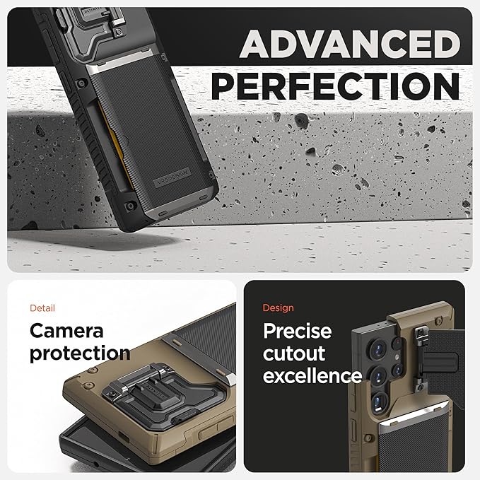 VRS DESIGN Damda Glide DuoGuard for Galaxy S25 Ultra Case (2025), Premium Sturdy Fully Covered Camera Lens Protection Cover Card Holder Wallet Case (Camo Black)