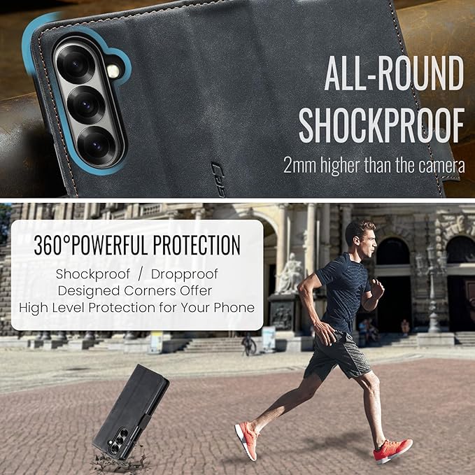 Wallet Case for Samsung Galaxy Z Fold 7 Leather Wallet Flip Cover with Card Holder, Kickstand, Magnetic Closure, RFID Blocking TPU Shockproof Phone Case Compatible with Galaxy Fold 7, Black