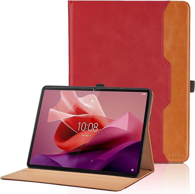 Case for Lenovo Tab P12/Xiaoxin Pad Pro 12.7 Inch 2023 (TB370FU) - PU Leather Business Folio Case with Pocket, Auto Wake/Sleep Smart Tablet Cover,Red